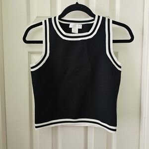House of Harlow 1960 Black and White Tank Top Varaity Cheerleader Look!